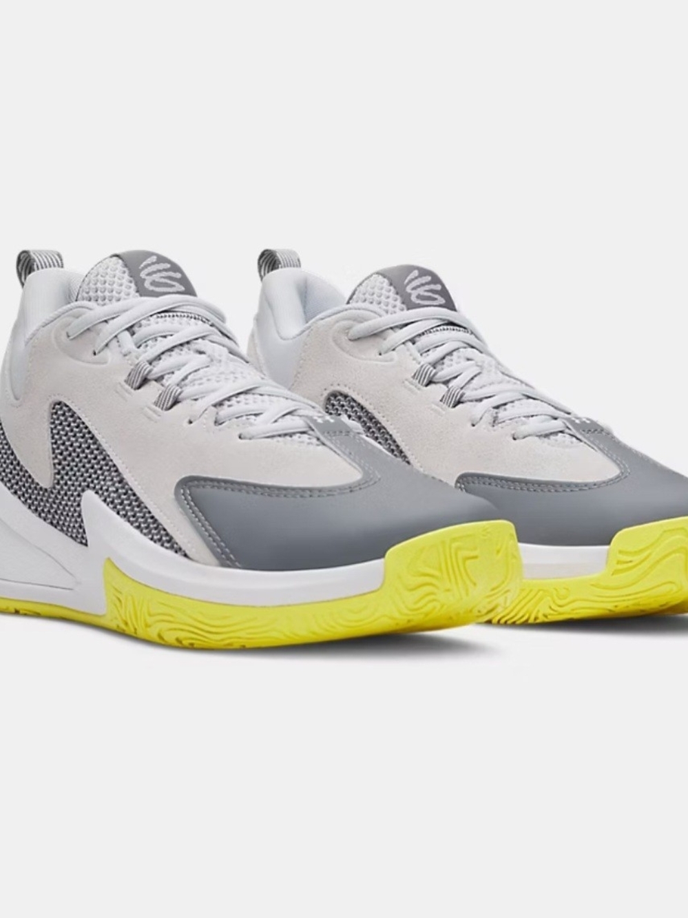Under Armour Men's Gray and Neon Yellow Low-Top Sneakers